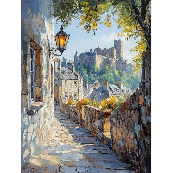 European Castle Street View Canvas Painting Suitable for Living Room Bedroom Dining Room Office Hotel Decoration