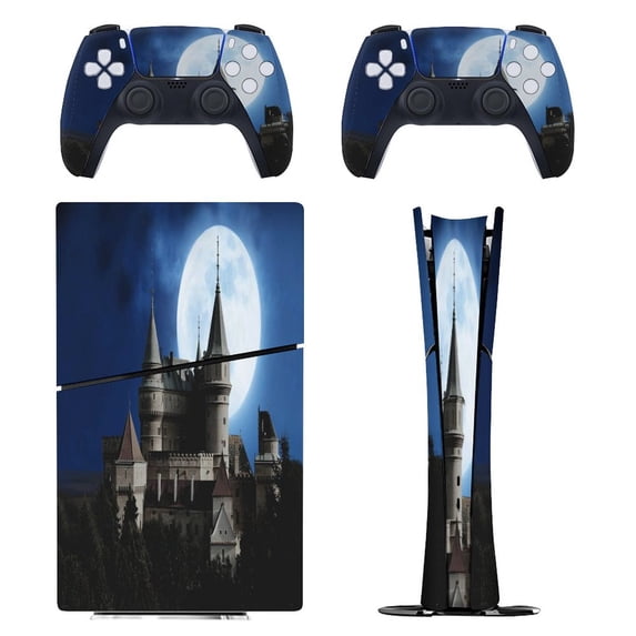 European Castles Under The Moon PS5/PS5 Slim Digital Disc Skin Sticker For Console And Controller Skins