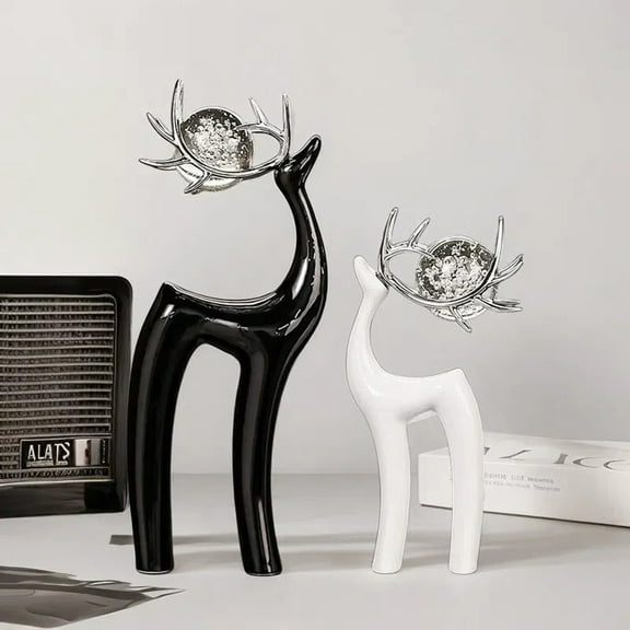 European Ceramic Deer Sculpture, Qiopertar Under $5 European Style Entrance Decoration With Deer Sculpture Small Deer Living Room Liquor Cabinet And TV Cabinet Home Decor.