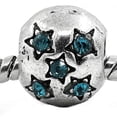 thumbnail image 1 of European Charm Beads Antique Silver Star Carved Light Blue Rhinestone, 1 of 4