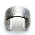 thumbnail image 1 of Wide Hammered Silver Tone Cuff Bracelet - Statement Modern Fashion Jewelry Bracelet Silver, 1 of 7