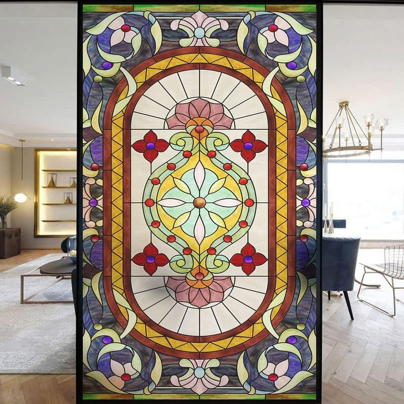 European Church Windows Film Privacy Stained Glass Window Stickers Static Cling Decorative