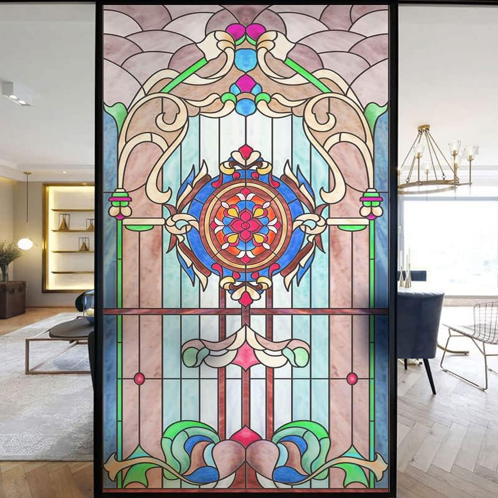 European Church Windows Film Privacy Stained Glass Window Stickers Static Cling Decorative