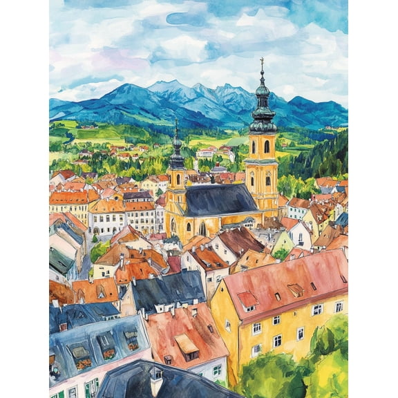 European Cityscape Watercolor Painting/Canvas Print Suitable for Living RoomOffice Dining Room and Hotel Decoration