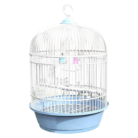 European Classic Round Bird Cage Portable Travel Home with Handrail for Small Birds Lovebirds Conures