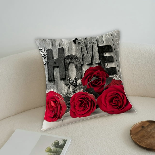European Classic Throw Pillow Valentines Day Decor Cover Rose Throw