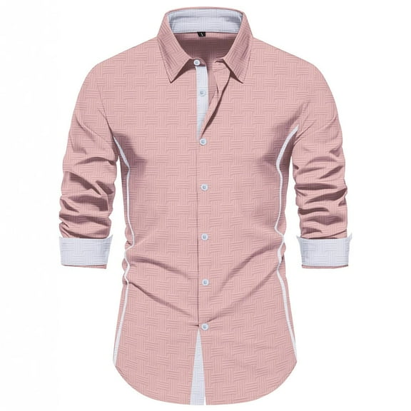 European Color Blocked Lapel Button Cardigan Jacquard Shirt for Men Comfortable Loose Fit Casual Business Stylish Foreign Trade Mens Casual Crew Neck Basic Tees