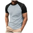 thumbnail image 1 of European Color Blocked Twill Business Sport T Shirt for Men Raglan Sleeves Casual Comfortable Short Sleeved Tee Men's Lightweight Crewneck Tee Tops, 1 of 8