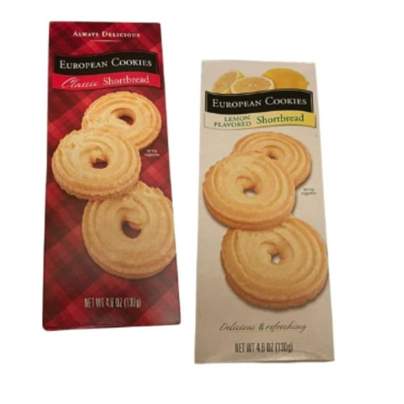 European Cookies Shortbread Variety Pack  Classic & Lemon Flavored | 4.6 oz Each (Pack of 2) | Buttery & Refreshing Biscuits