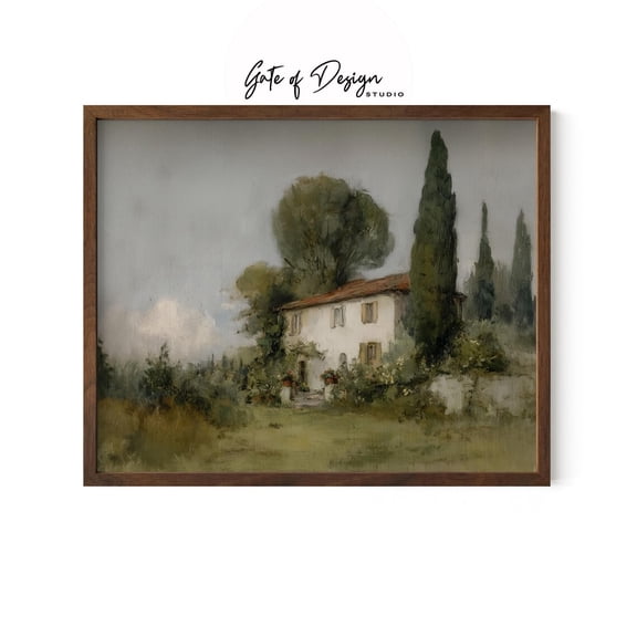 European Cottage Landscape Print French Country Farmhouse Wall Decor