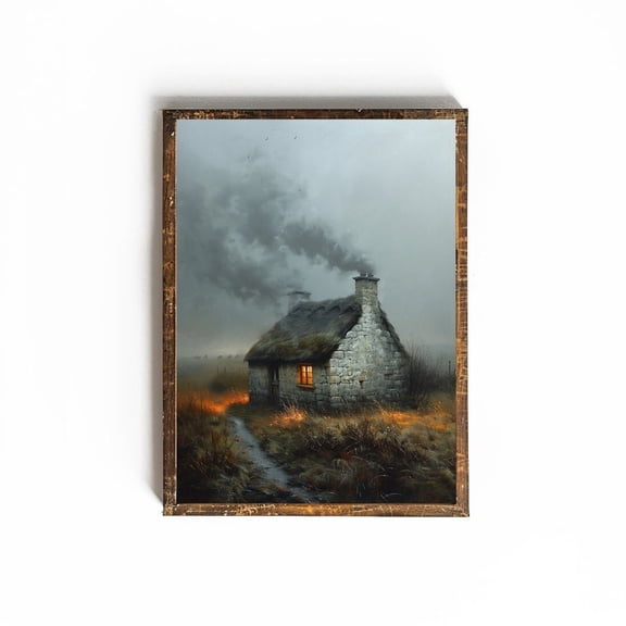 European Cottage Thatch Roof Wall Art Winter Cottagecore For Entryway Decor Scottish Highlands Ireland One Hundred Seventy Three, Unframed Paper Print