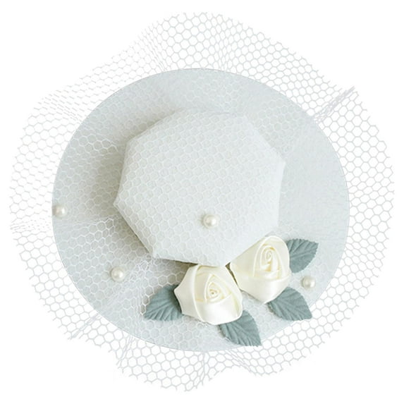 European Court Style Fascinator Top Hat, High Quality White Modern Headpiece for