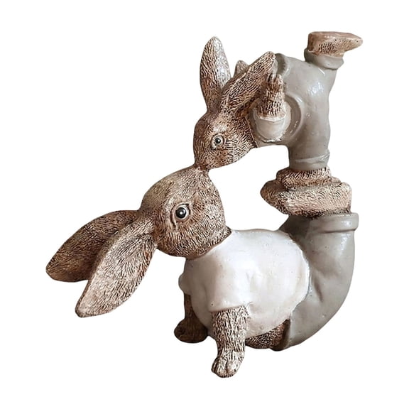 European Creative Retro Resin Easter Bunny Figurine – Parent-Child Rabbit Decor for Home, Desk & Holiday Display