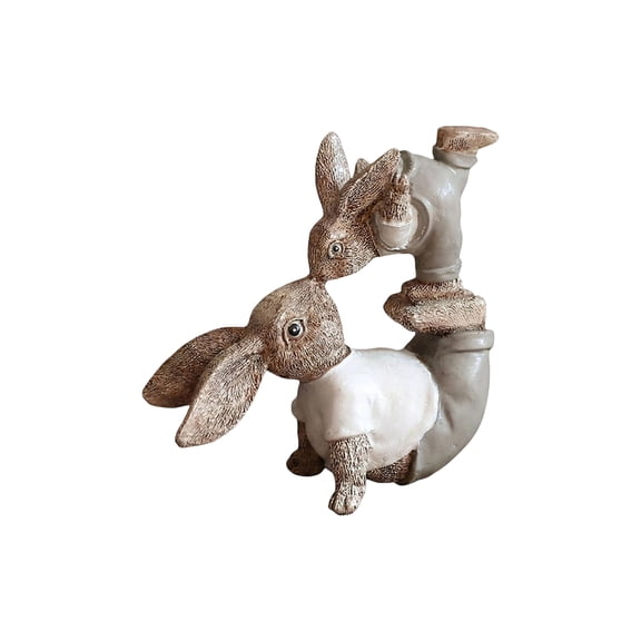 European Creative Vintage Nostalgic Craft Easter Mother Rabbit Figurine