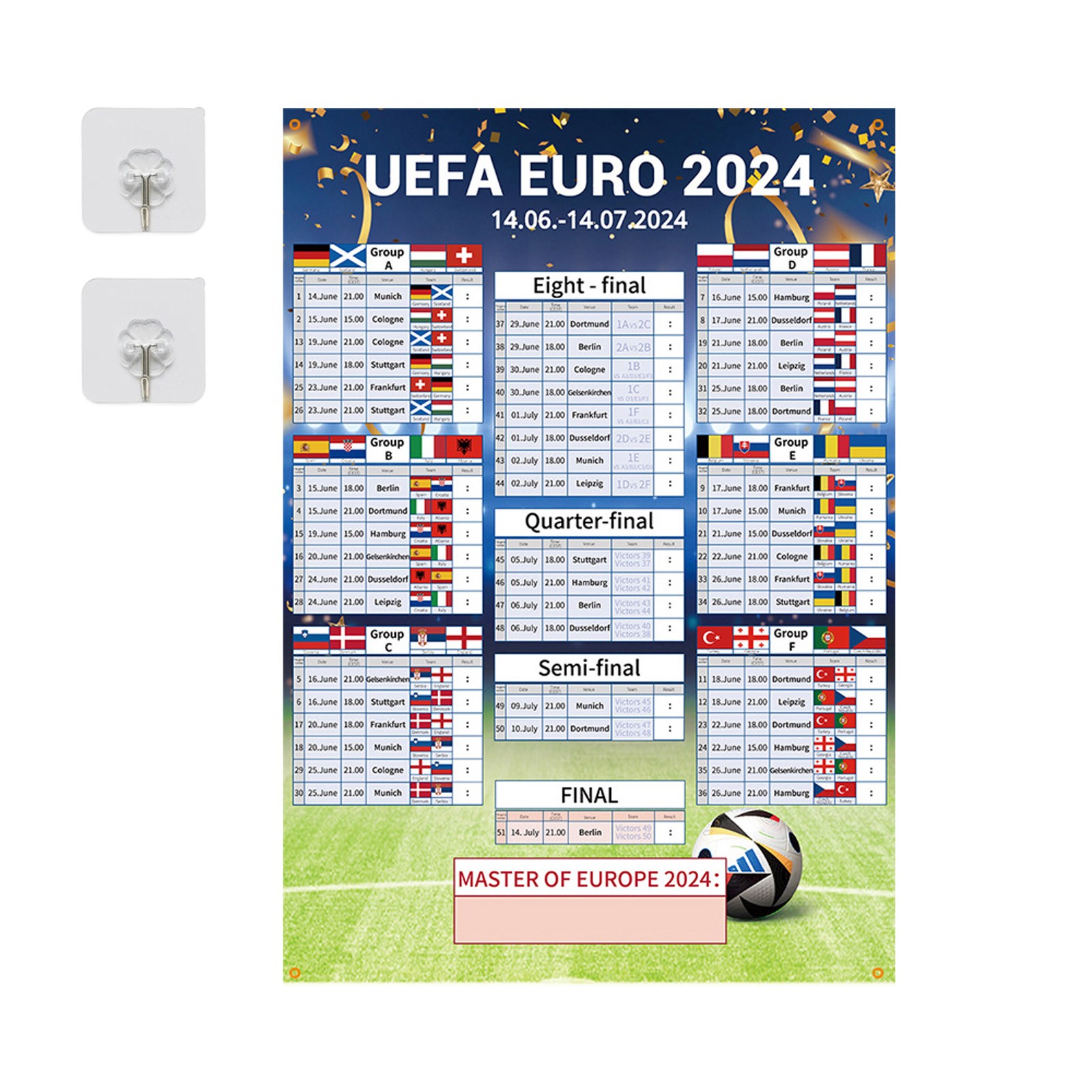 European Cup Fixture Background Panel Fabric Ideal For Home Bedroom 