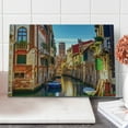 thumbnail image 1 of European Cutting Board, Venice Cityscape Narrow Water Canal Building Traditional Old Buildings Heritage, Decorative Tempered Glass Cutting and Serving Board, Large Size, Multicolor, by Ambesonne, 1 of 5