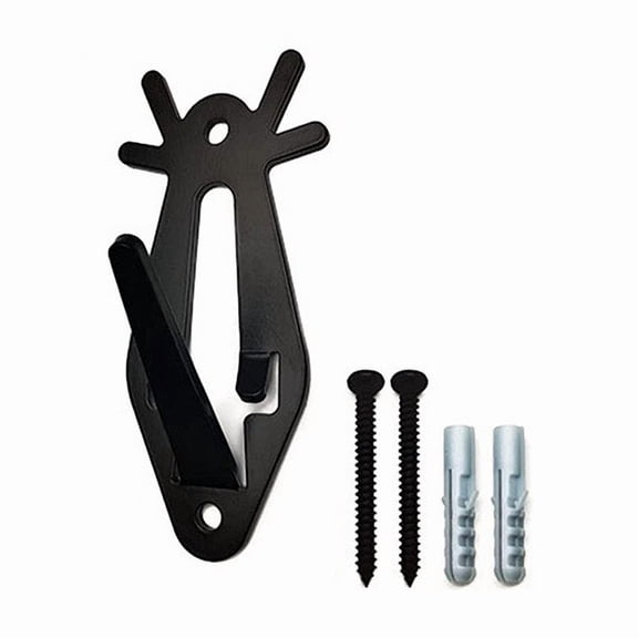 European Deer Skull Mount Hanger Black Iron Heavy Duty Decorative Hook for Trophy Small Animal Skulls Display