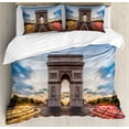 thumbnail image 1 of European Duvet Cover Set King Size, Paris Famous Champs Elysees Avenue Historical Monument French Culture Panorama, Decorative 3 Piece Bedding Set with 2 Pillow Shams, Multicolor, by Ambesonne, 1 of 3