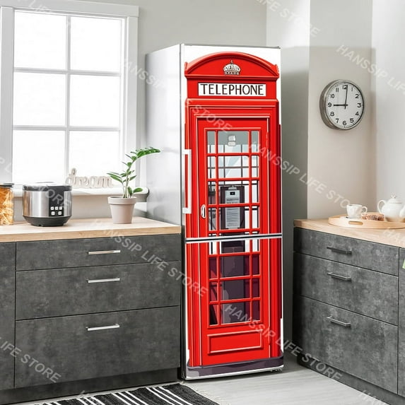 European Eiffel Tower PhBooth Pattern Refrigerator Sticker Decoration Waterproof Kitchen Floral Frid