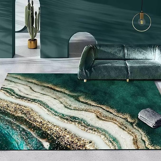 European Emerald Green Marble Rugs For Entrance Kitchen Non-Slip ...