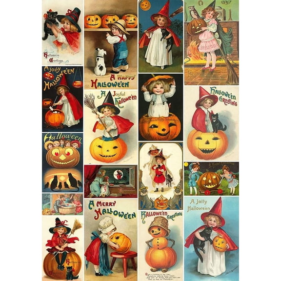 European Excellency, American Holiday Decoupage Paper for Furniture and Crafts, Vintage Holloween Rice Paper for Decoupage, Junk Journals and Scrapbooking, A4 (Vintage Halloween Kids - 2 Sheets)