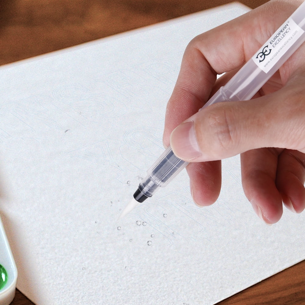 European Excellency, Refillable Water Brush Pen for Watercolor Painting - Water Pens for Crafting, Art Supplies for Artists - Watercolor Brush Pens for Blending, Painting, Journaling and Card Making