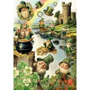 European Excellency, St. Patricks Decoupage Paper for Furniture & Crafts, Rice Paper for Decoupage, Scrapbooking Paper, Arts and Crafts Supplies, A4 (St. Patrick's Gnomes - 2 Sheets)