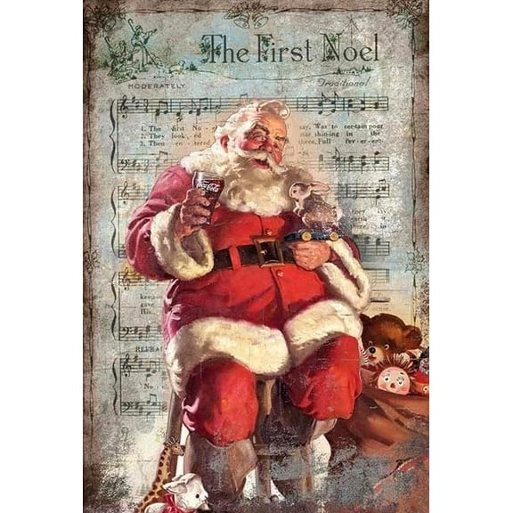 European Excellency, Vintage Christmas Decoupage Paper for Furniture and Crafts, Christmas Rice Paper for Decoupage, Junk Journals and Scrapbooking, Craft Supplies, A4 (The First Noel- 2 Sheets)