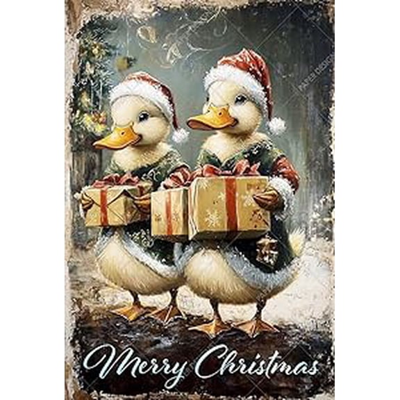 European Excellency, Vintage Christmas Decoupage Paper for Furniture and Crafts, Vintage Rice Paper for Decoupage, Junk Journals and Scrapbooking, Craft Supplies, A4 (Christmas Ducks - 2 Sheets)