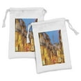 thumbnail image 1 of European Fabric Pouch Set of 2, Cityscape Toward Old Buildings in Porto Mediterranean Town Streets Scenic Image, Small Drawstring Bag for Toiletries Masks and Favors, 9" x 6", Multicolor, by Ambesonne, 1 of 2