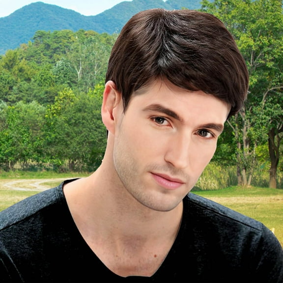 European Fashion Short Straight Fiber Wig for Men Full Head Cover Hairstyle