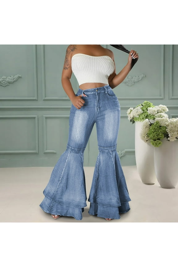 European And Fashion Wide Leg Wash Jeans Stretch Bottoms. Womens Stretch Straight Leg Pants on Denim Designer Pants for Women Jean Pants for Women Mod Mom Control Too Pants Jean Pants for Women Lift