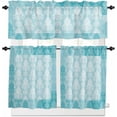 thumbnail image 1 of European Floral Kitchen Curtains and Valances Set, Rod Pocket Curtains Tier Farmhouse Window Curtains 24 Inch Length, Boho Blue Formal Traditional Tribal 3 Piece Kitchen Curtains Set, 1 of 6