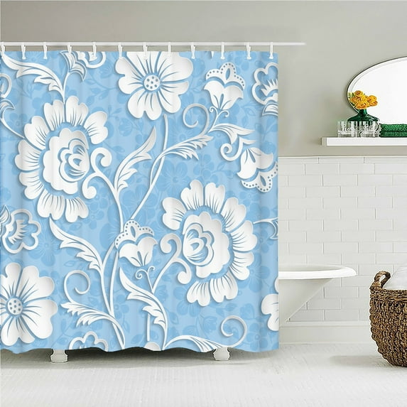 European Flower Geometry Pattern Fabric Shower Curtain Bathroom Curtains with Waterproof Printing Bath Curtain Home Decor