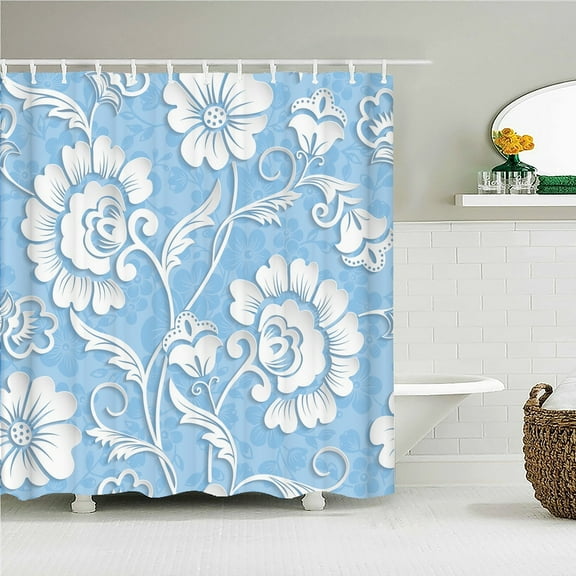 European Flower Geometry Pattern Fabric Shower Curtain Bathroom Curtains with Waterproof Printing Bath Curtain Home Decor