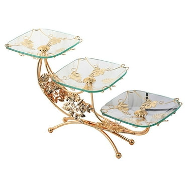 European- Fruit Plate Luxury Style Dessert Pastry Vintage Carved Jewelry Organizer Serving Tray , golden Option1 golden