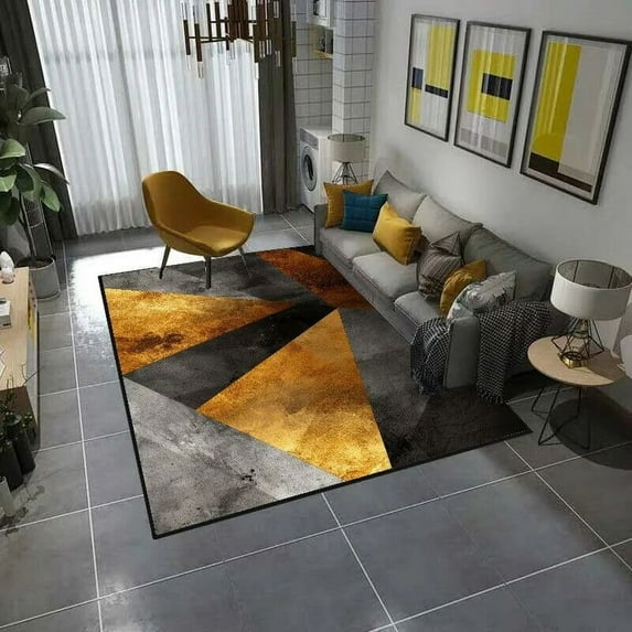 European Geometry carpets for living room Black Gold Light Luxury Rugs Hall Bedroom Decoration Floor Mat Large Area Rug tapete