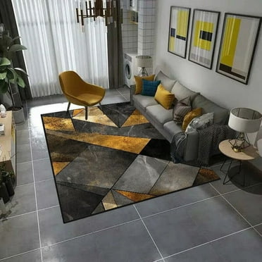 European Geometry carpets for living room Black Gold Light Luxury Rugs Hall Bedroom Decoration Floor Mat Large Area Rug tapete