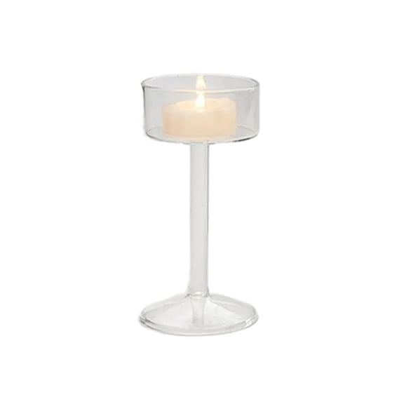 European Glass Candle Holder Long Stem Tall Candlestick for Dinner Party Decor
