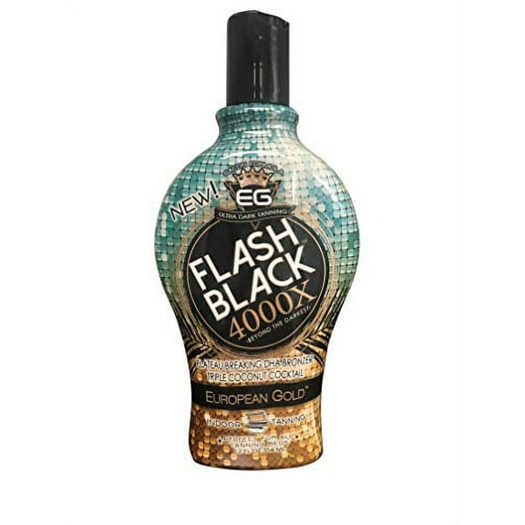 European Gold Flash Black 4000X Indoor Tanning Lotion with Time-Release DHA Bronzers, 12 oz