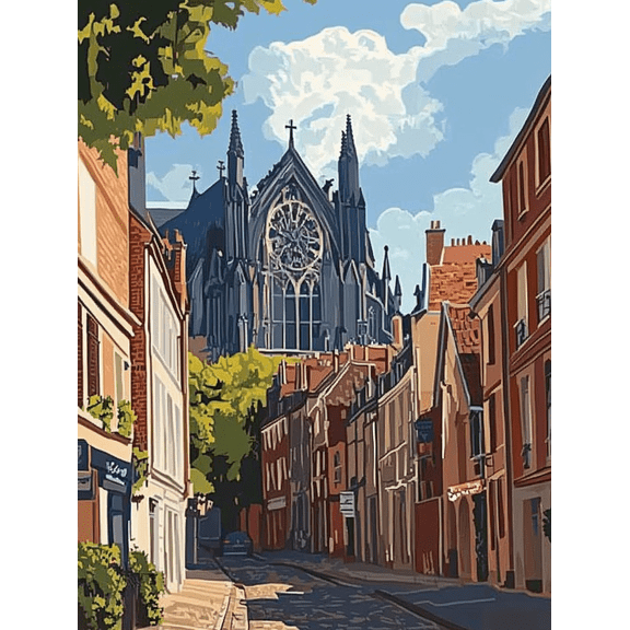 European Gothic Cathedral Street View Canvas PaintingSuitable for Living RoomBedroomOfficeHallwayStudy Room Decoration