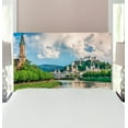 thumbnail image 1 of European Headboard, Historic Print European of Salzburg Land with Cloudy Sky and River in Austria, Upholstered Decorative Metal Bed Headboard with Memory Foam, Twin Size, Multicolor, by Ambesonne, 1 of 4