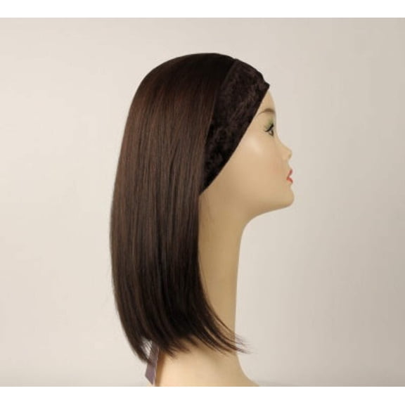 European Human Hair Freeda Wig Avalon Fall Dark Brown With Reddish Highlights Size S