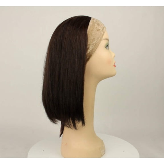 European Human Hair Freeda Wig Avalon Fall Dark Brown With Reddish Highlights Size X-L