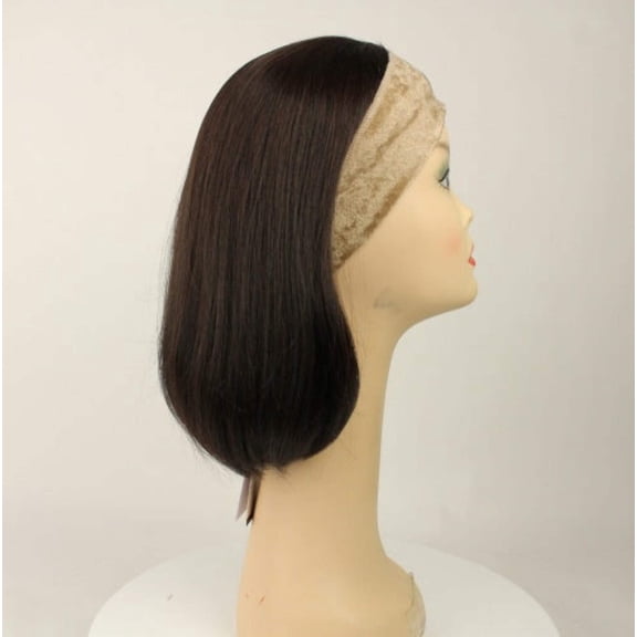 European Human Hair Freeda Wig Avalon Fall Deep Dark Brown With Auborn Highlights Size M