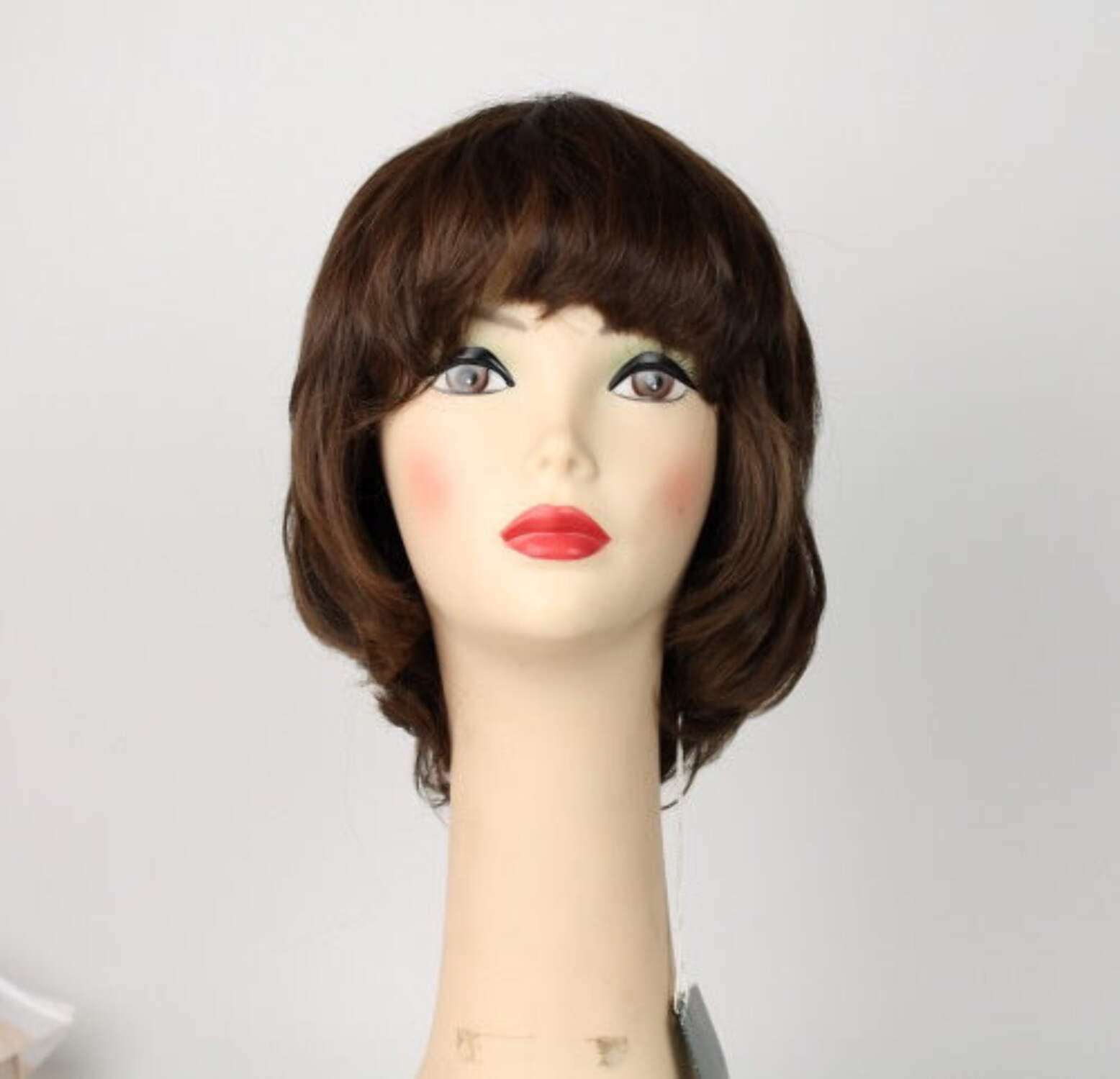 European Human Hair Freeda Wig Brown Olivia Feathered With Reddish Highlights 3068