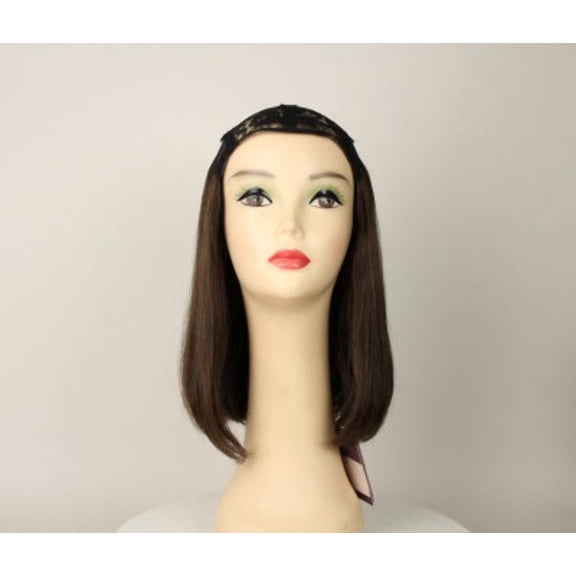 European Human Hair Freeda Wig Hat Fall Avalon Brown Size L 12"