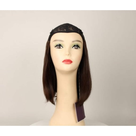 European Human Hair Freeda Wig Hat Fall Avalon Dark Brown With Dark Red Highlights Size L 12''