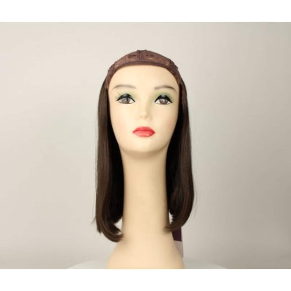 European Human Hair Freeda Wig Hat Fall Avalon Dark Brown With Light Brown Highlights Size L 12''