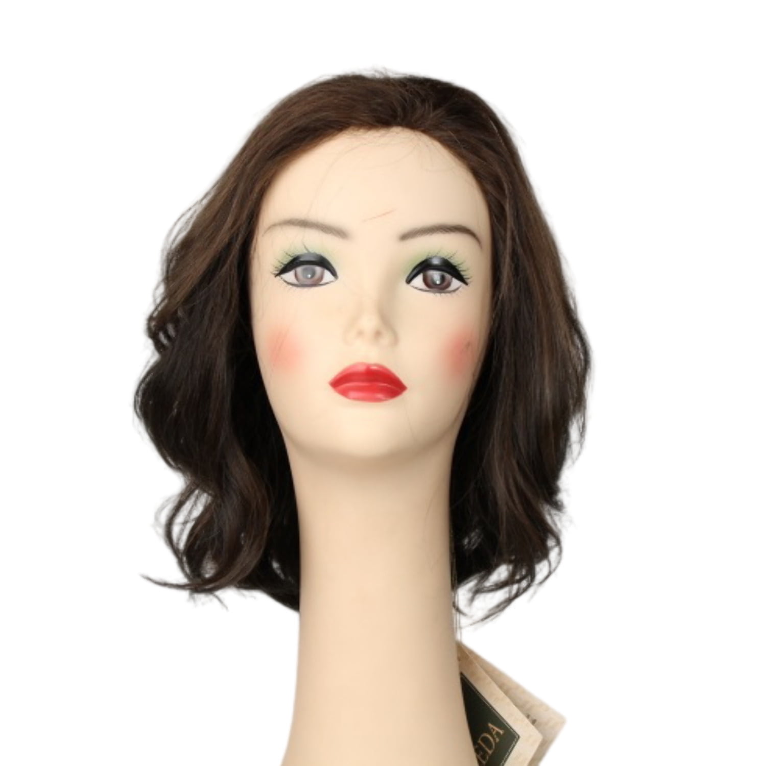 European Human Hair Freeda Wig Katrina Dark Brown With Light Brown Highlights Size S